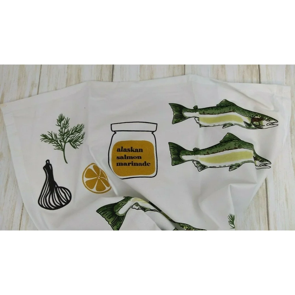 Alaskan Fish Flour Sack Kitchen Towel and Cookie Cutter New
